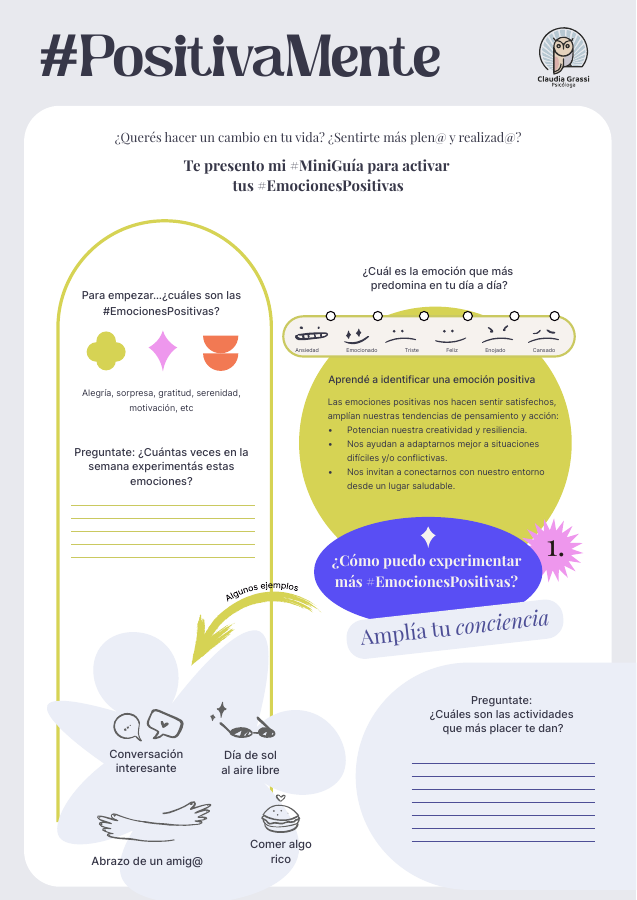 Portada de la miniguía PositivaMente sobre emociones positivas